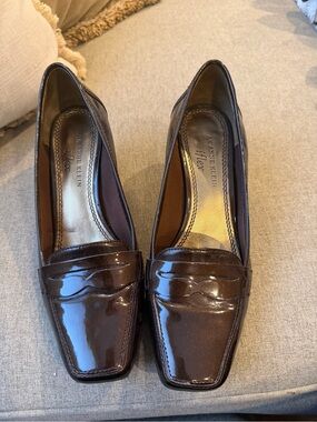 Anne Klein Dark Brown Patent Leather Loafers
